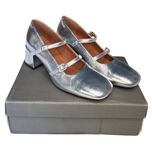 Vagabond Shoemakers Adison Double-Buckle Metallic Leather Pumps Size EU 37, US 6 - Picture 6 of 12
